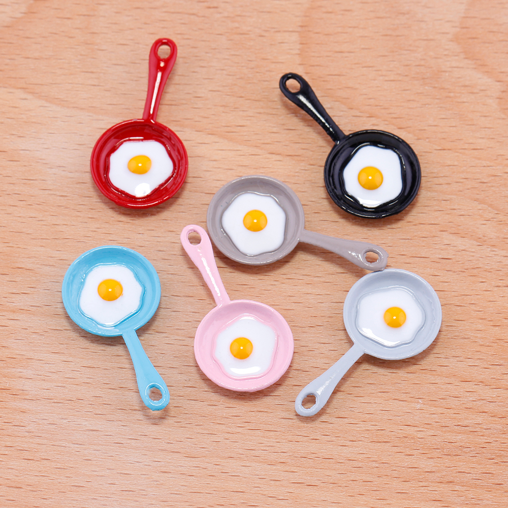 10PCS Fried Egg Omelette In Pan Saucepan Enamel Metal Alloy Pendants Charms for Bracelet Earring Diy Jewelry Making Supplies