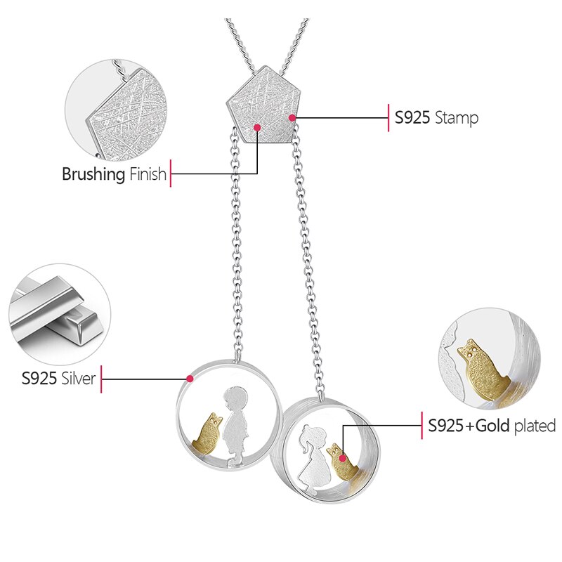 Lotus Fun Sterling Zilveren Hanger - Geometrisch Kat Design - Fijne Sieraden voor Dames