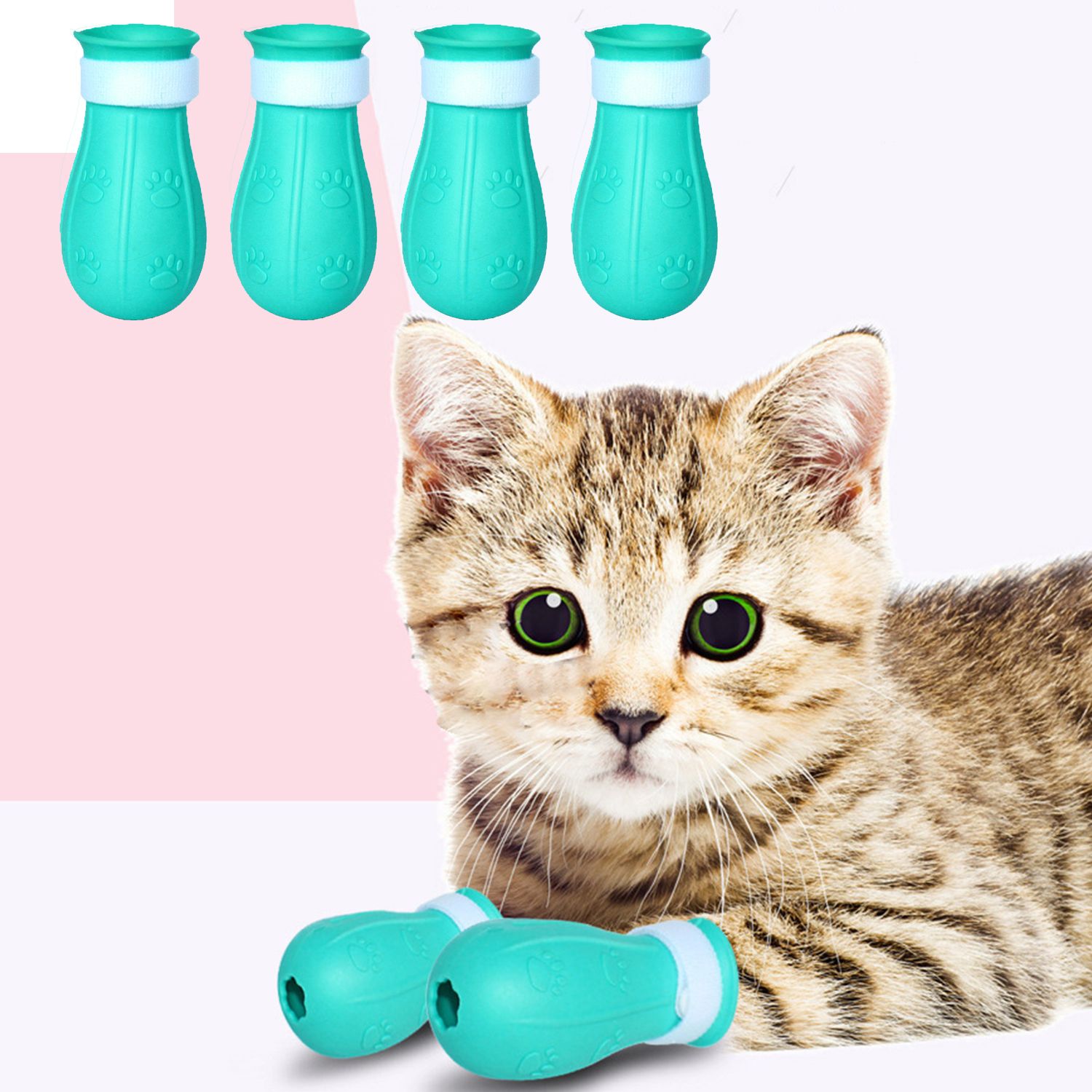 Chaussures anti-rayures en Silicone pour chats, bottes de bain réglables pour animaux de compagnie, lavage des griffes de chat