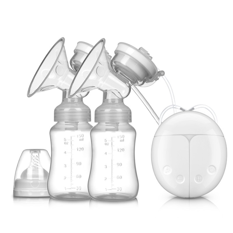 Dubbel bilateral elektrisk bröstpump mjölkare sug stor automatisk massage efter förlossning mjölkmaskin bebes tillbehör: Vit engelsk version