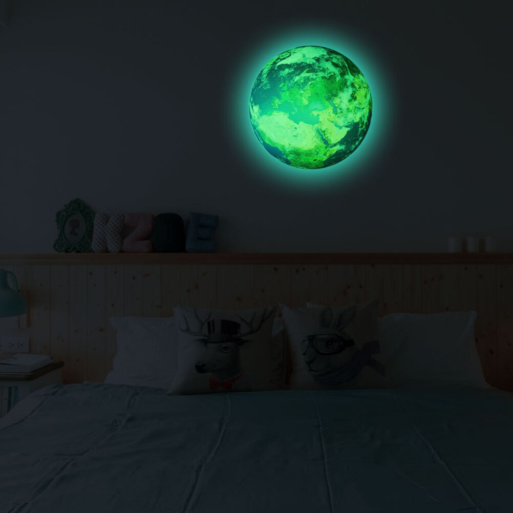 30cm Luminous Earth Glow Sticker Universe Planet Fluorescent Wall Stickers Glow In The Dark DIY Stickers Kids Bedroom Decoration