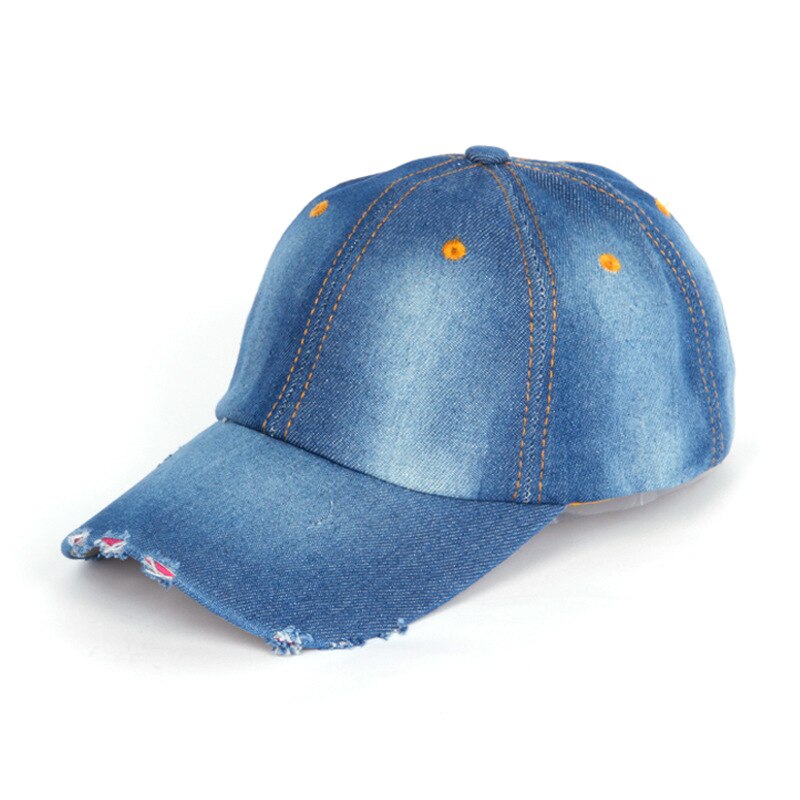 Vrouwen Eenvoudig Katoen Blauw Meisjes Denim Baseball Cap