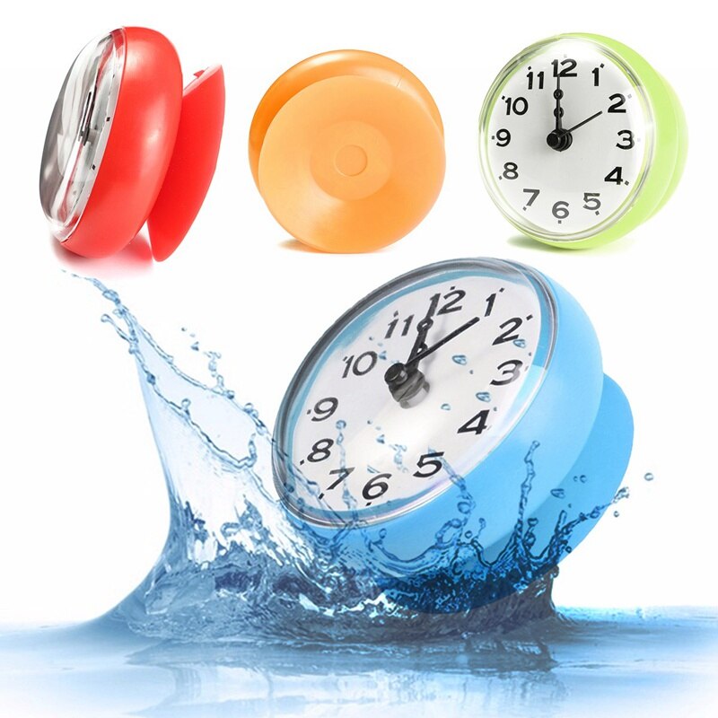 ! badkamer Keuken Waterdichte Douche Muur mini Klok Horloge Zuignap Batterij Operated Woonkamer Moderne