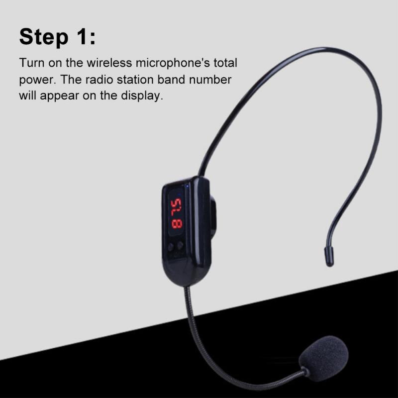 Draadloze Microfoon Headset Voice Versterker Fm-zender Voor Teaching Tour Guide Draadloze Fm Condensator Microfoon Headset