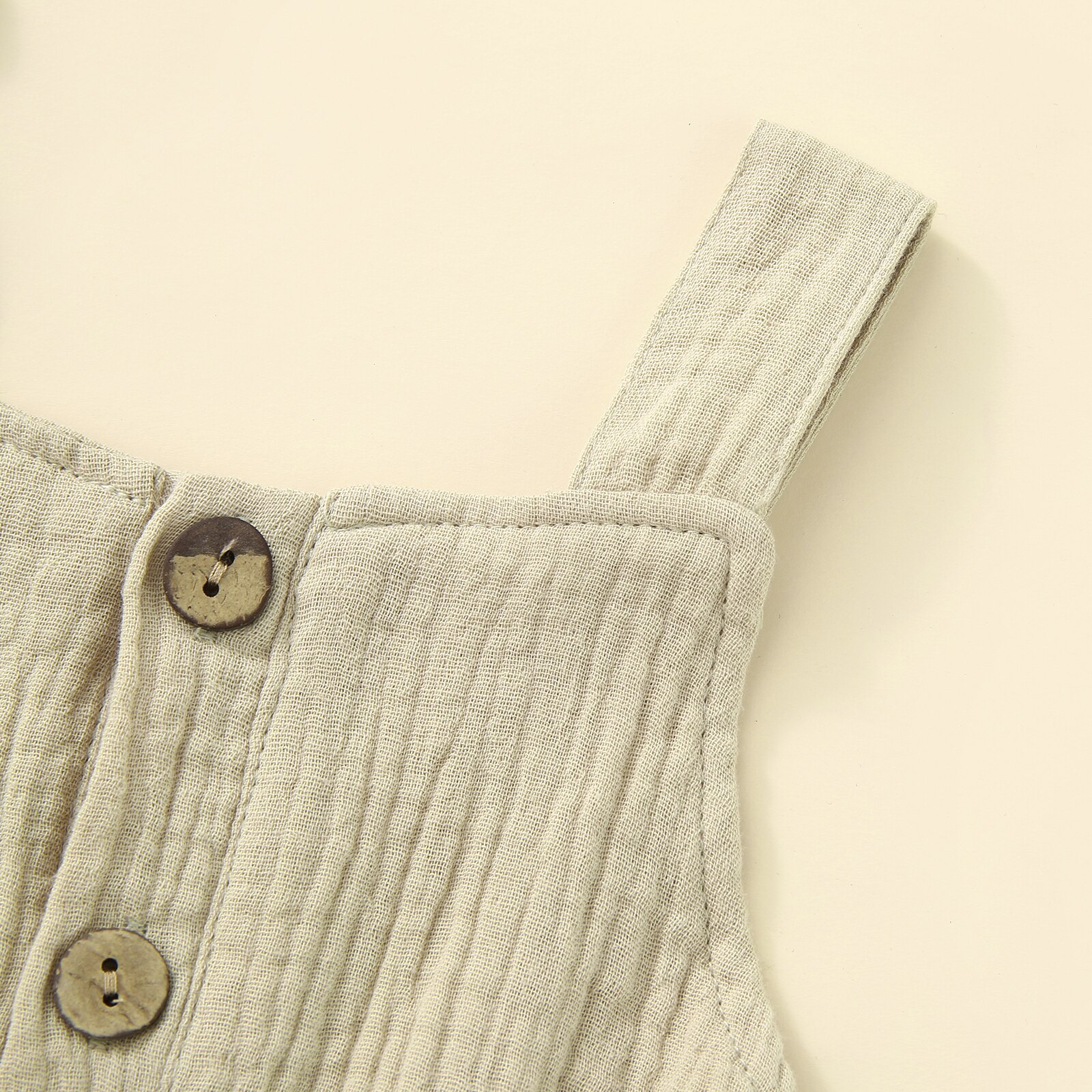 Jongetje Meisje Jarretel Broek Zomer Peuters Effen Kleur Voorste Knop Pocket Decoratie Overalls Mouwloze Jumpsuit 6M-4T