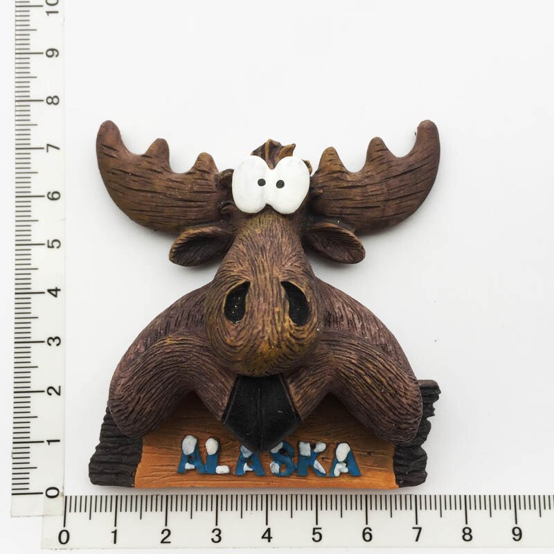 USA Alaska 3D Cartoon Bear &amp; Milu deer Fridge Magnets Tourism Souvenir Refrigerator Magnetic Sticker Collection: AUS21040027