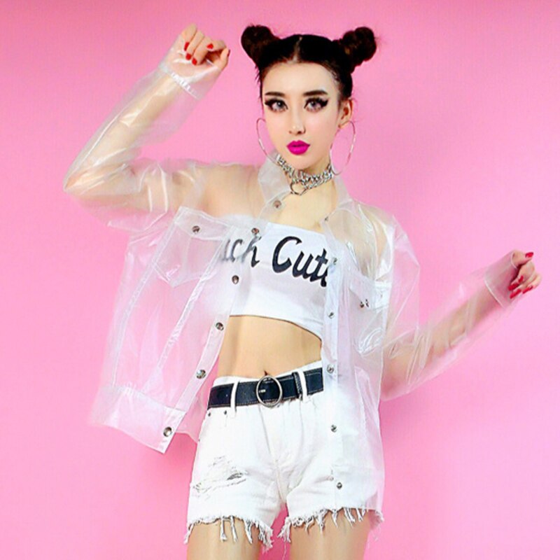 Trajes de Hip Hop para mujer, chaqueta transparente, ropa de Jazz para adultos, Ropa de baile callejero, puesta en escena moderna, Rave, DNV13091