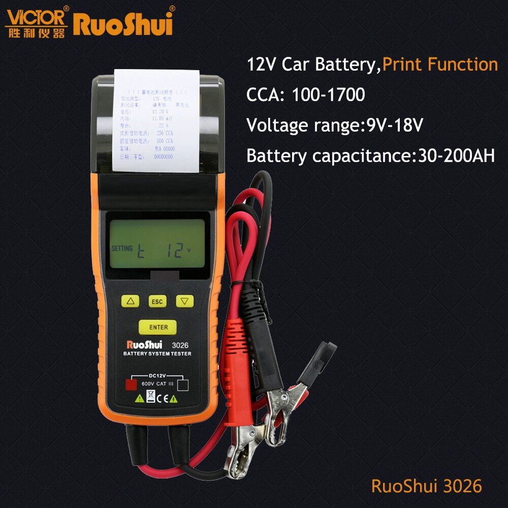 RuoShui 3025 Battery Tester 12V 24V Analyzer 100 to 1700CCA Car Battery Tester Quick Cranking Charging Electrical Circut Tester