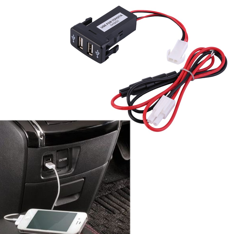Auto Usb-poort Lader Voor TOYOTA Dual USB Socket Charger Adapter Duurzaam 5V 2.1A 1A Automobiel Opladen Apparaat
