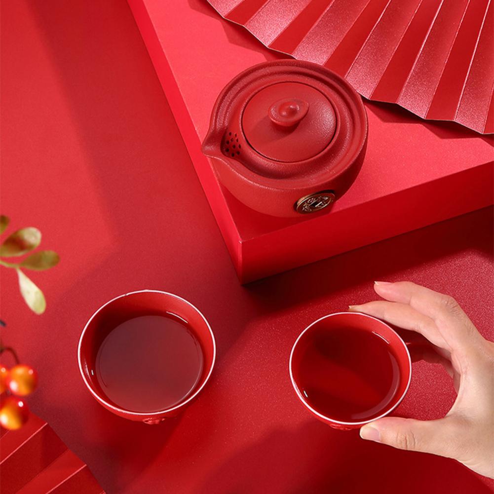 Ox Year Ceramic Teapoter Tea Cups Set Home Travel Office Drinkware