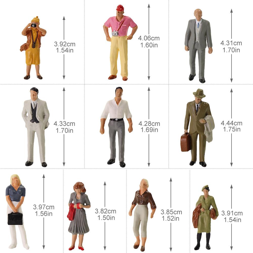 20 Pcs Alle Staande O Schaal 1:43 Geschilderde Figuren Passagiers Terug Thuis Desktop Decor Acryl Display Case P4307T