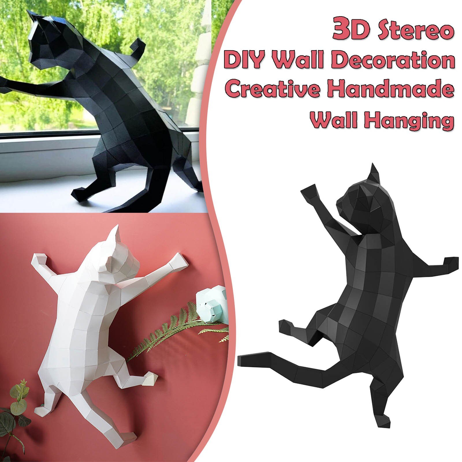 Kat Model -3D Stereo Diy Wanddecoratie Diy Handgemaakte Muur Opknoping Creatieve Home Decoratie Muur Opknoping # t2