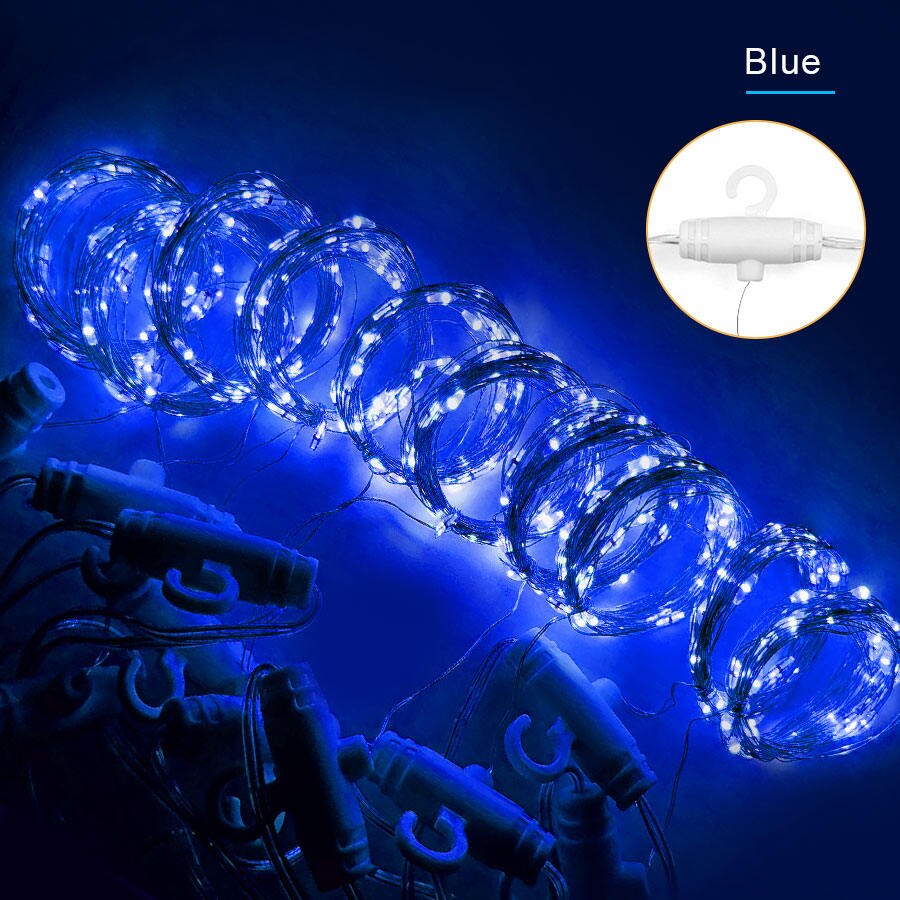 100/300 Leds LED Fenster Vorhang Schnur Licht Dimmbare USB DC5V 8 Modi für Hochzeit Heimat Garten Schlafzimmer Zauberstab Dekorationen: Blau / 3mx3m mit 300 LEDs