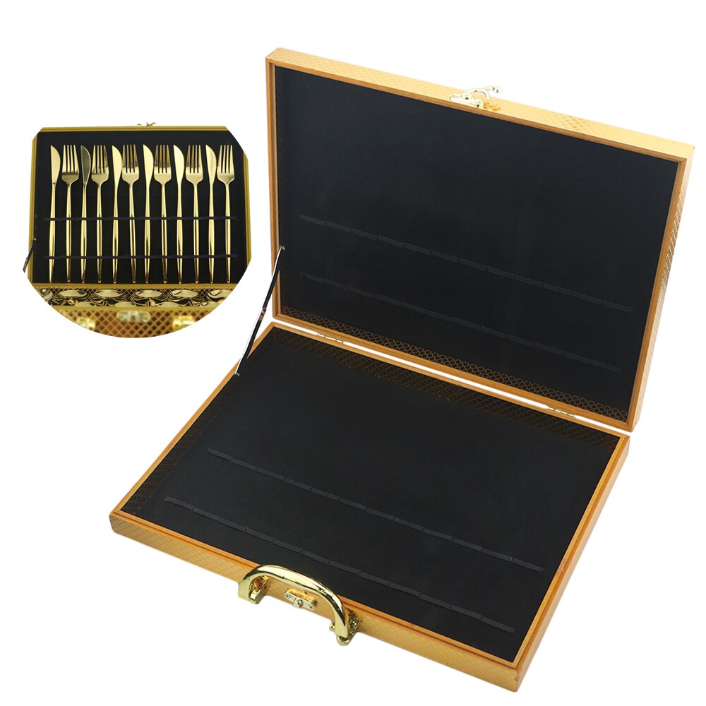 Bestek Collection Case Box Voor 16/24 Pcs Servies Antioxidatieve Houten Geschenkdoos Goud Zwart Zilver Opbergdoos