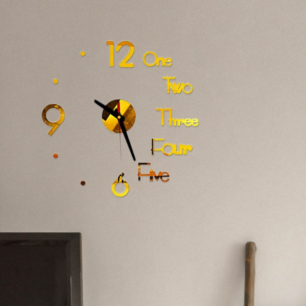 Diy digitale wandklok met 3d spiegeloppervlakken, sticker voor slaapkamer, kantoor, stille klok, thuiskantoordecoratie, wandklok