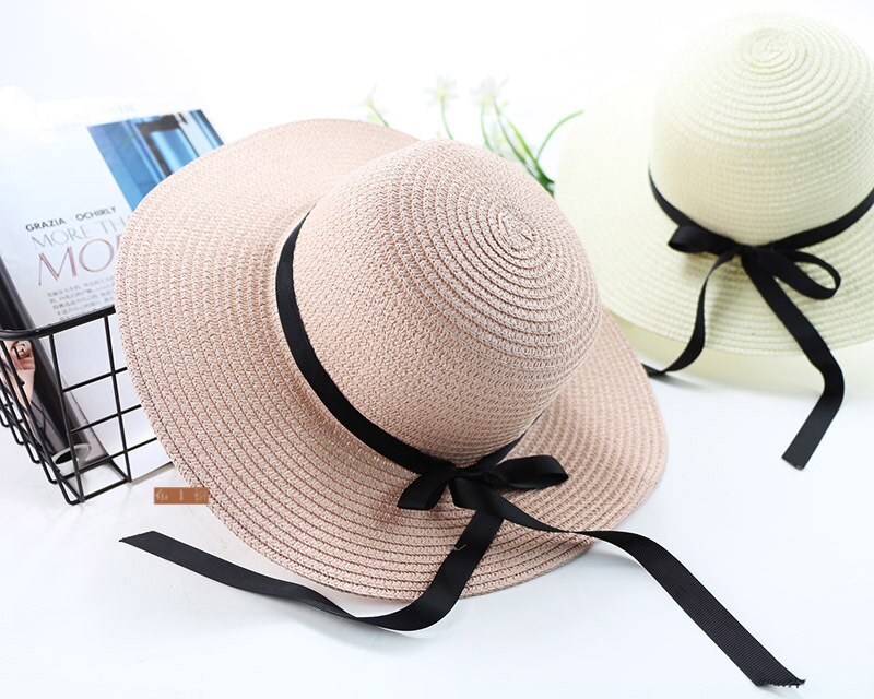 10pcs/lot 01804-denwei2044 beach summer solid paper straw kids hat girl boy children Outdoor leisure cap: Pink