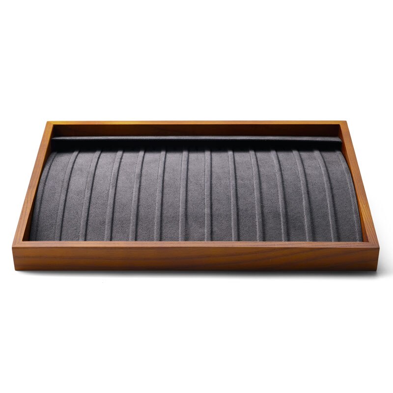 Fanxi Wooden Jewelry Display Tray with Microfiber Ring Necklace Earring Bracelet Tray Stand for Showcase Jewelry Organizer: P05302