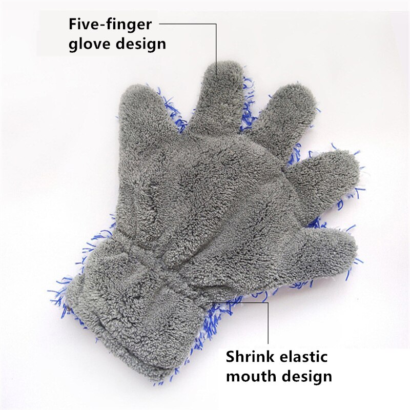 1 Pcs Coral Fleece Car Washing Gloves Multi-Used Soft Automobiles Cleaning Gloves Auto Detailing Cleaning Tools Supplies