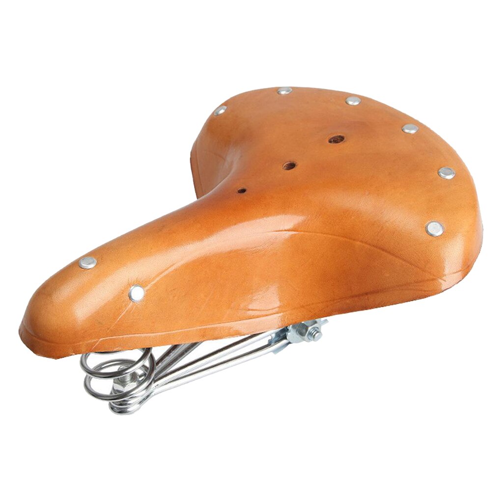 Sillín de bicicleta clásico Retro de estilo Vintage, asiento de bicicleta de montaña, asiento de bicicleta de carretera, asiento de bicicleta de señora, cómodo asiento de cuero de vaca: Brown without Rope