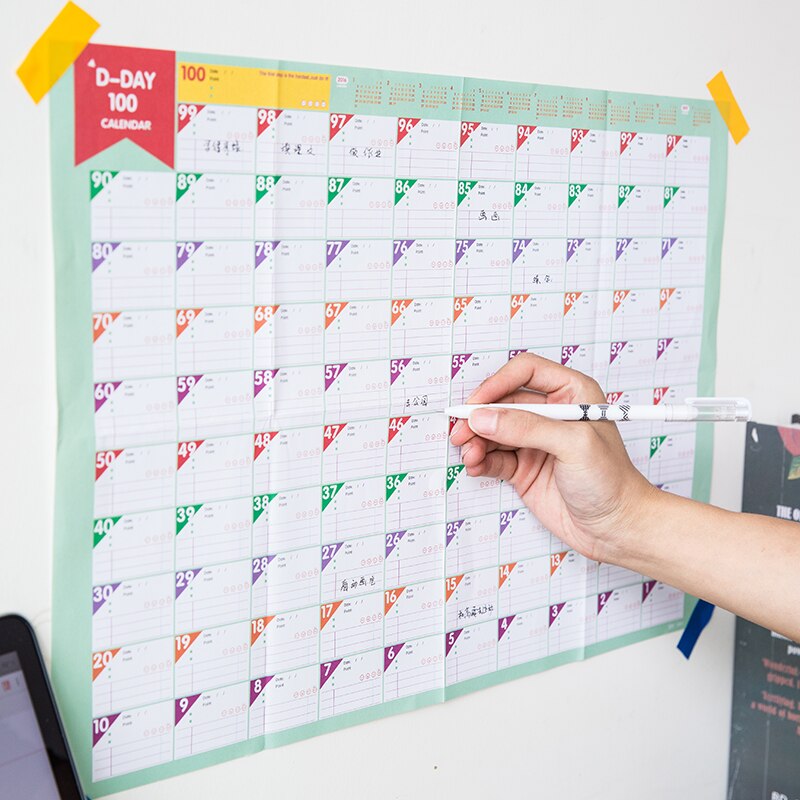 5 Pcs of 100-Day-Countdown Calendar and Planer and Schedule for School Stationery & Office Supply