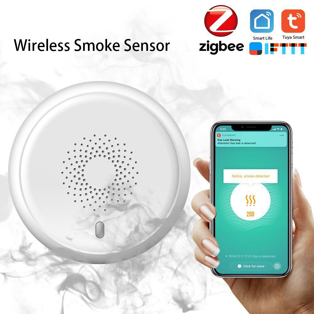 ZigBee Graffiti Smart Linkage Smoke Detector Smart Smoke Detector WIFI Smoke Sensor High Sensitivity Detection Fire Alarm Device