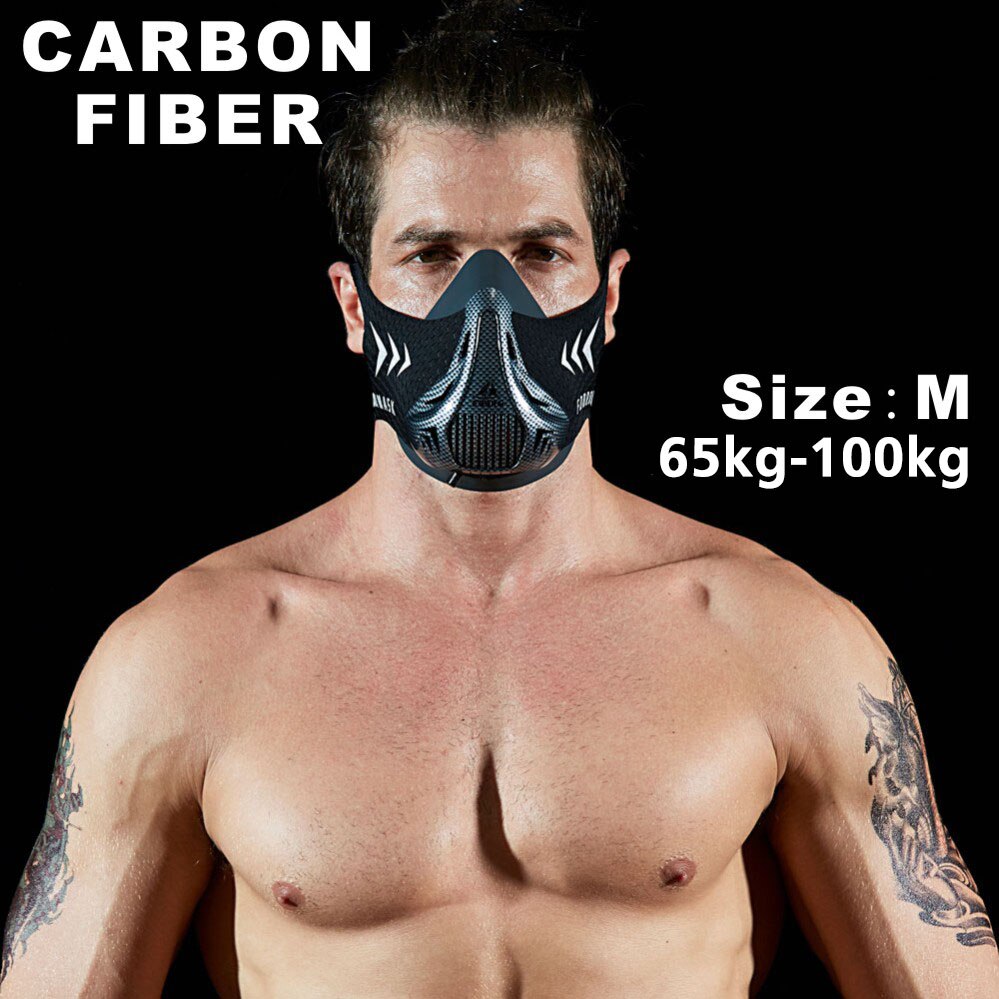 Fitness training sports mask 3.0 sports mask Fitness ,Workout ,Running , Resistance ,Elevation ,Cardio ,Endurance Mask: Carbon fiber M