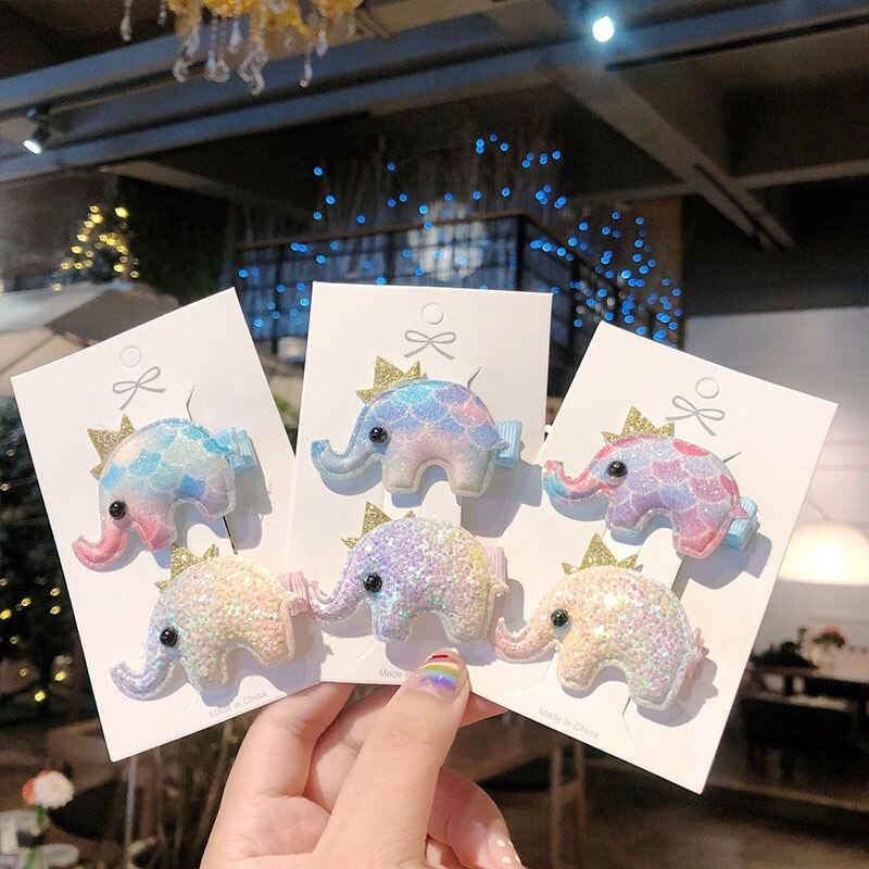 2 Pcs Kinderen Leuke Kleur Haarspeld Kleurrijke Regenboog Olifant Walvis Haar Accessoires Baby Clip Cute Baby Haarspeld TXTB1: 01 random