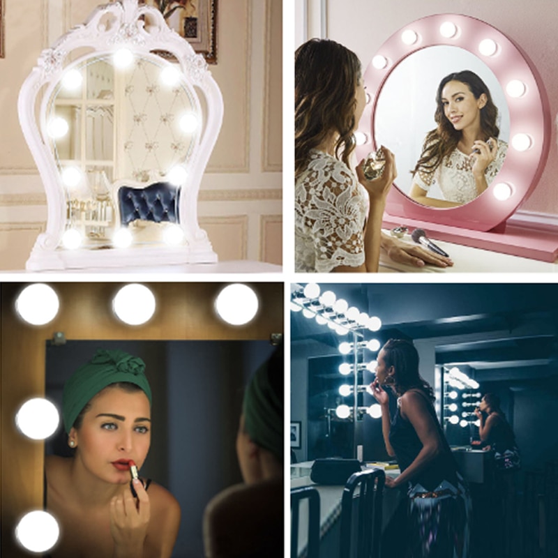 LED 12V Makeup Mirror Light Bulb Hollywood Vanity Lights Stepless Dimmable Wall Lamp 6 10 Bulbs Kit for Dressing Table