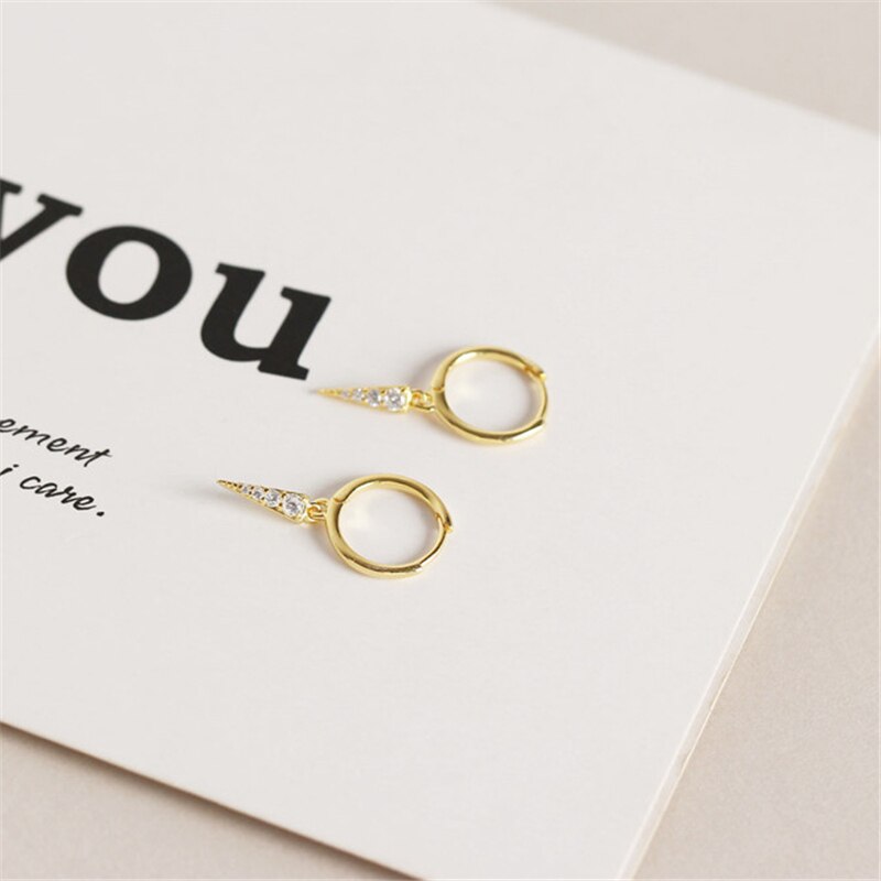 CANNER Gold Color Small Hoop Earrings for Women Girls 925 Silver Mini Circle Earrings Jewelry Zircon Star Earings H50: shape5