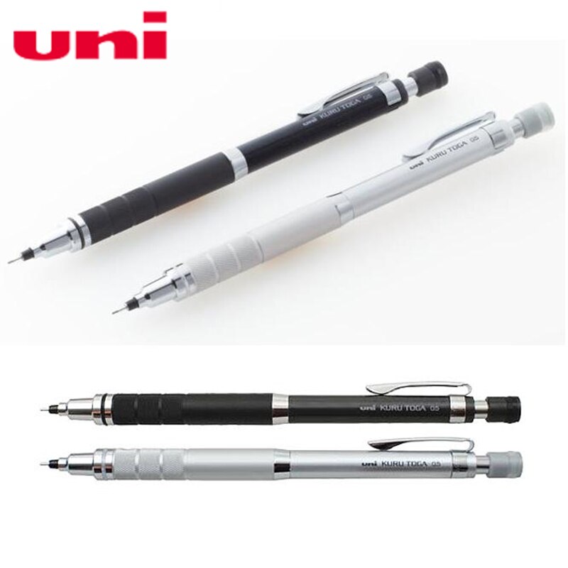 Japan uni  m5-1017 kuru toga mekaniska pennor metall skiss målning automatisk rotation penna 0.5mm skriva konstant bly