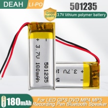 Batería recargable de polímero de litio para cepillo de dientes eléctrico MP4, 501235, 3,7 V, 180mAh, grabadora de voz, auriculares Bluetooth