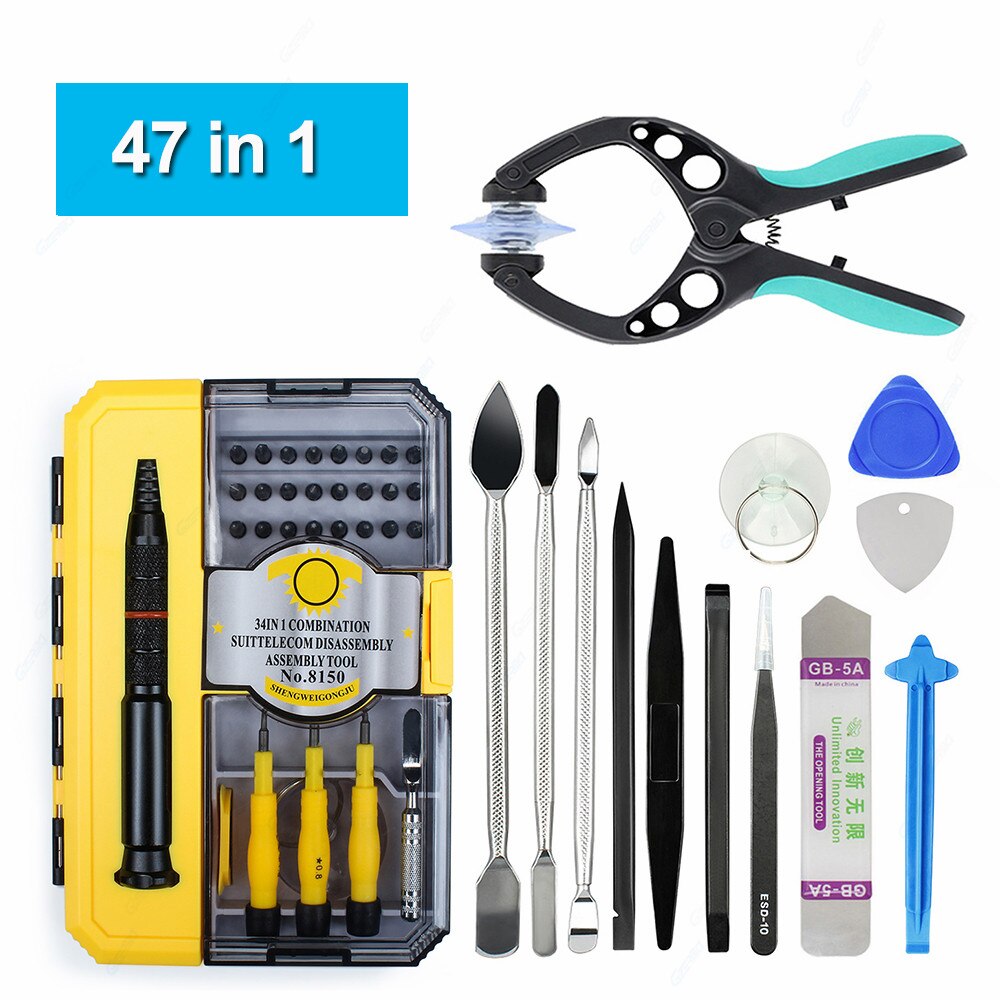 Telefoni cellulari impostato di Attrezzi di Riparazione 47 in 1 Della Leva di Attrezzi del Cacciavite di Precisione kit per iPhone iPad Xiaomi Smartphone Del Telefono Delle Cellule di riparazione: 47 in 1 Full impostato