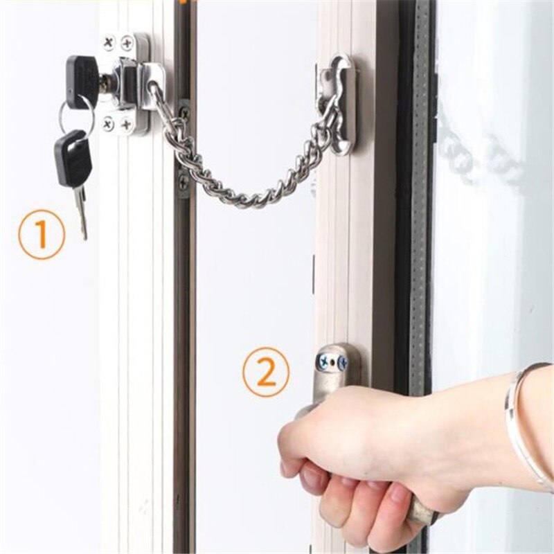 Door Window Lock Anti Theft Security Sash Tilt Latches Child Protection Moving Door Hasp Home Doorstop Guard Chains Clamp