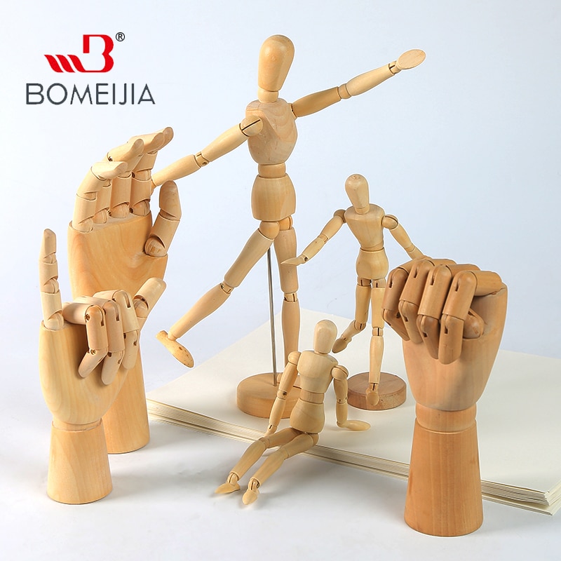 Holz Mannequin Hand Zeichnung Skizze Modell Puppe Mit Stand Beweglichen Gliedmaßen Menschliches Künstler Modell Hause Figuren Miniaturen Dekor