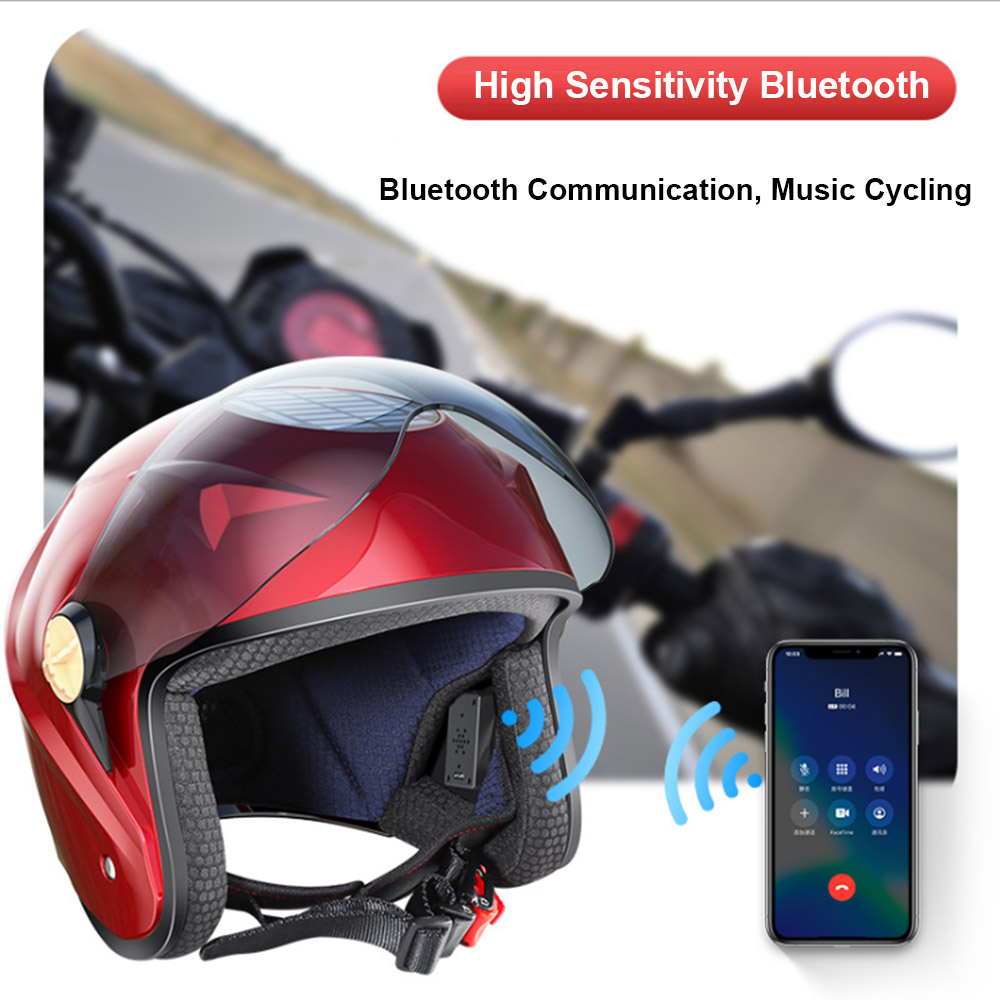 KDsafe-casco de motorista con Bluetooth para hombre y mujer, medio casco de energía Solar, ultraligero, para las cuatro estaciones, ventilador de verano