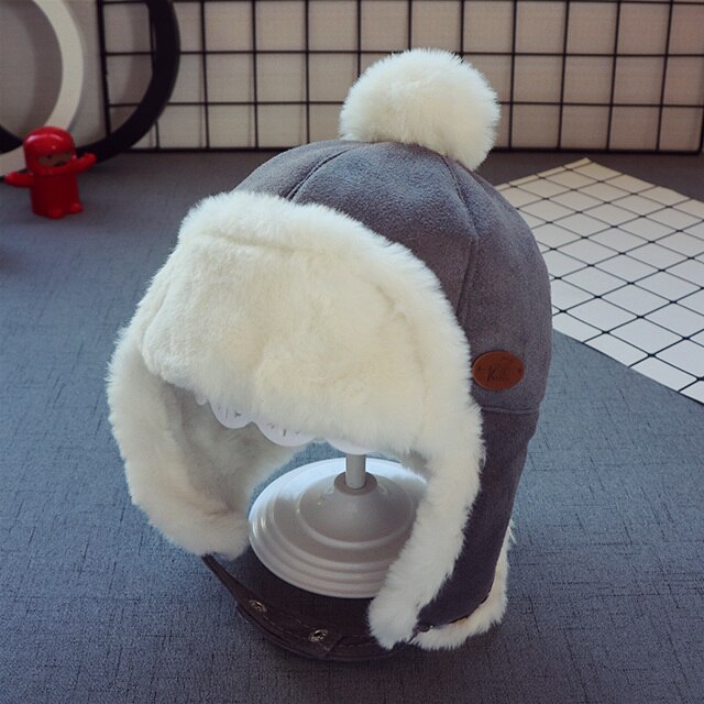 Tab Enfant Fille Peuter Hoed Jongens Winter Cap Voor Kinderen Czapka Zimowa Accessoires Oor Bescherming: Grijs