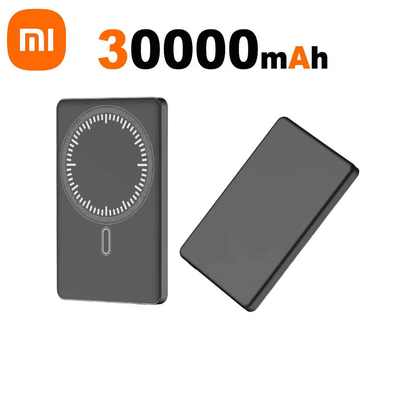 Xiaomi 50000mAh Power Bank magnético inalámbrico 22,5 W Ultra capacidad carga súper rápida Power Bank para iPhone 16 15 Pro Max: Negro