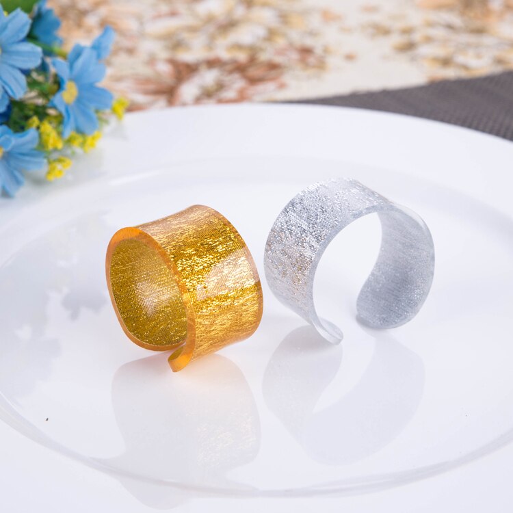 8 x silver/guld servettring akryl servetthållare spänne hotell hem fest middag deco leverans