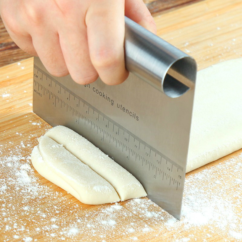 Spatule à pâtisserie en acier inoxydable, avec échelle, grattoir à pâte à Pizza, Fondant, outils de décoration de gâteau, cuisson, accessoires de cuisine