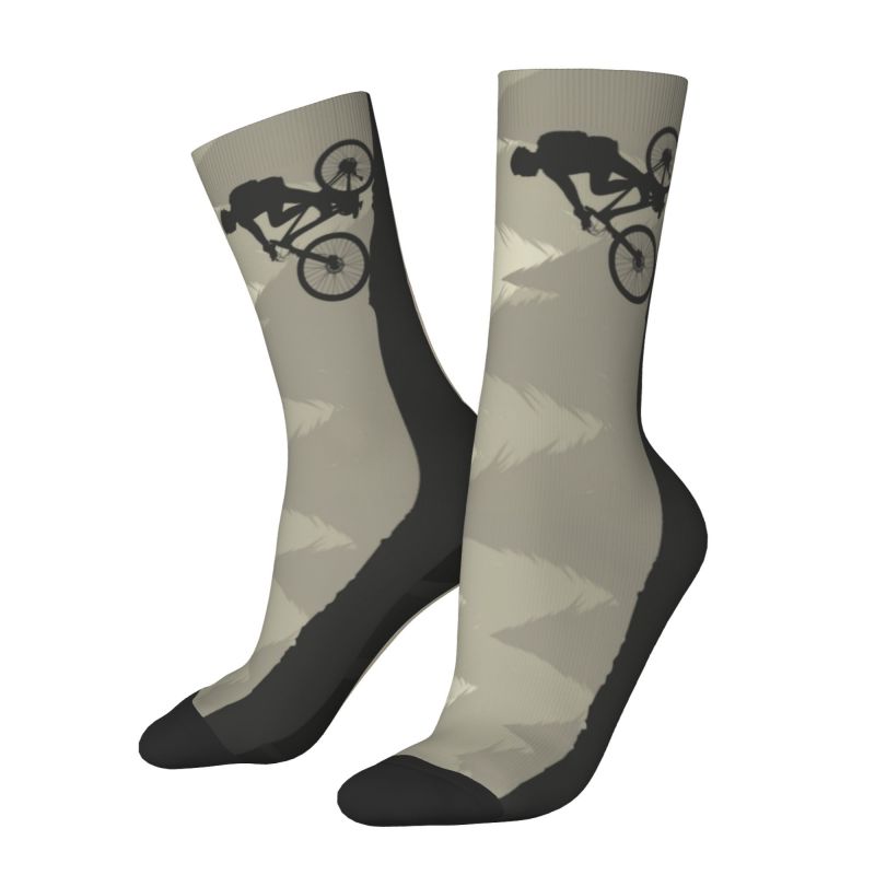 Cycling On The Mountain Bike Dress Socks Men's Women's Warm Cycling Bicycle Cyclist Biking Crew Socks: Black Blue