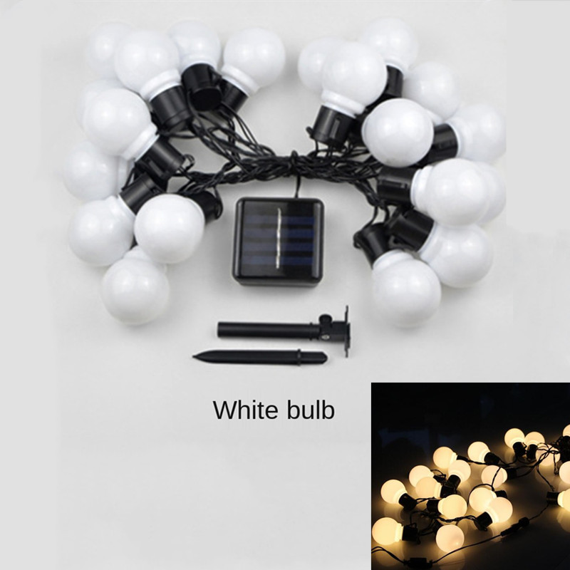 Festoon Light Bulbs Solar Led Light Outdoor Fairy Lights Garland Led Lights Christmas Garden Decoration Outdoor Street Garland: White Bulb-Warm / 5M 20LED