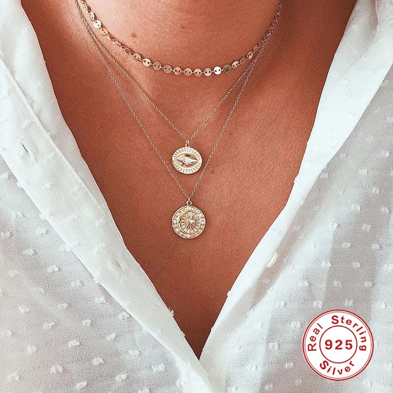 Mary fine jewelry 925 zilveren sterling ketting met zirkonia ooghanger, ketting voor dames, dames, collier, collier, vrouwelijk