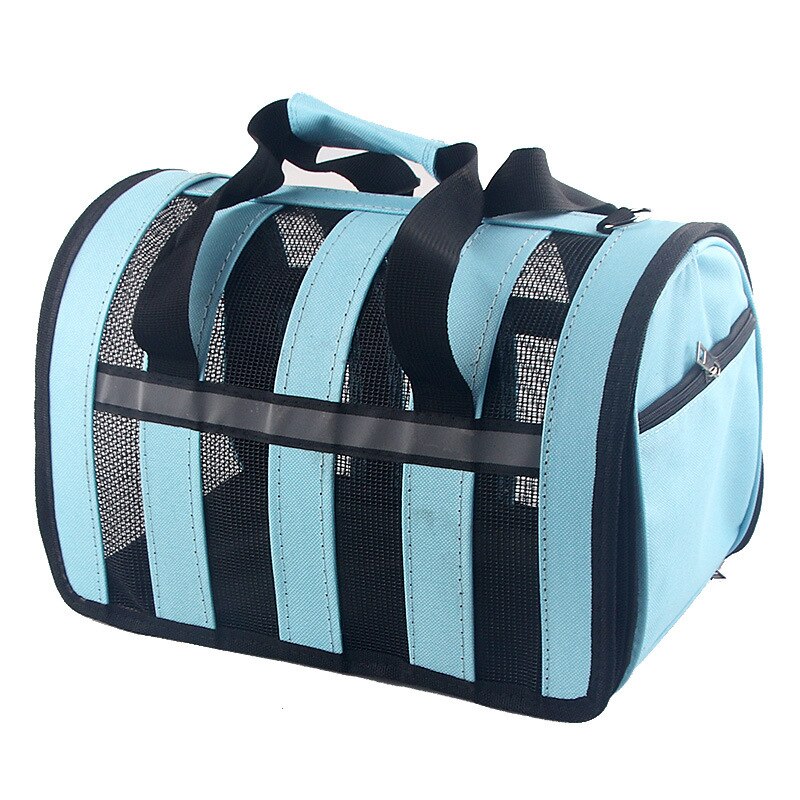 Pet cat bag out carrying bag cat takeaway handbag breathable dog backpack travelling cat cage Pet supplies pet bag: blue / 36cmX23cmX22cm