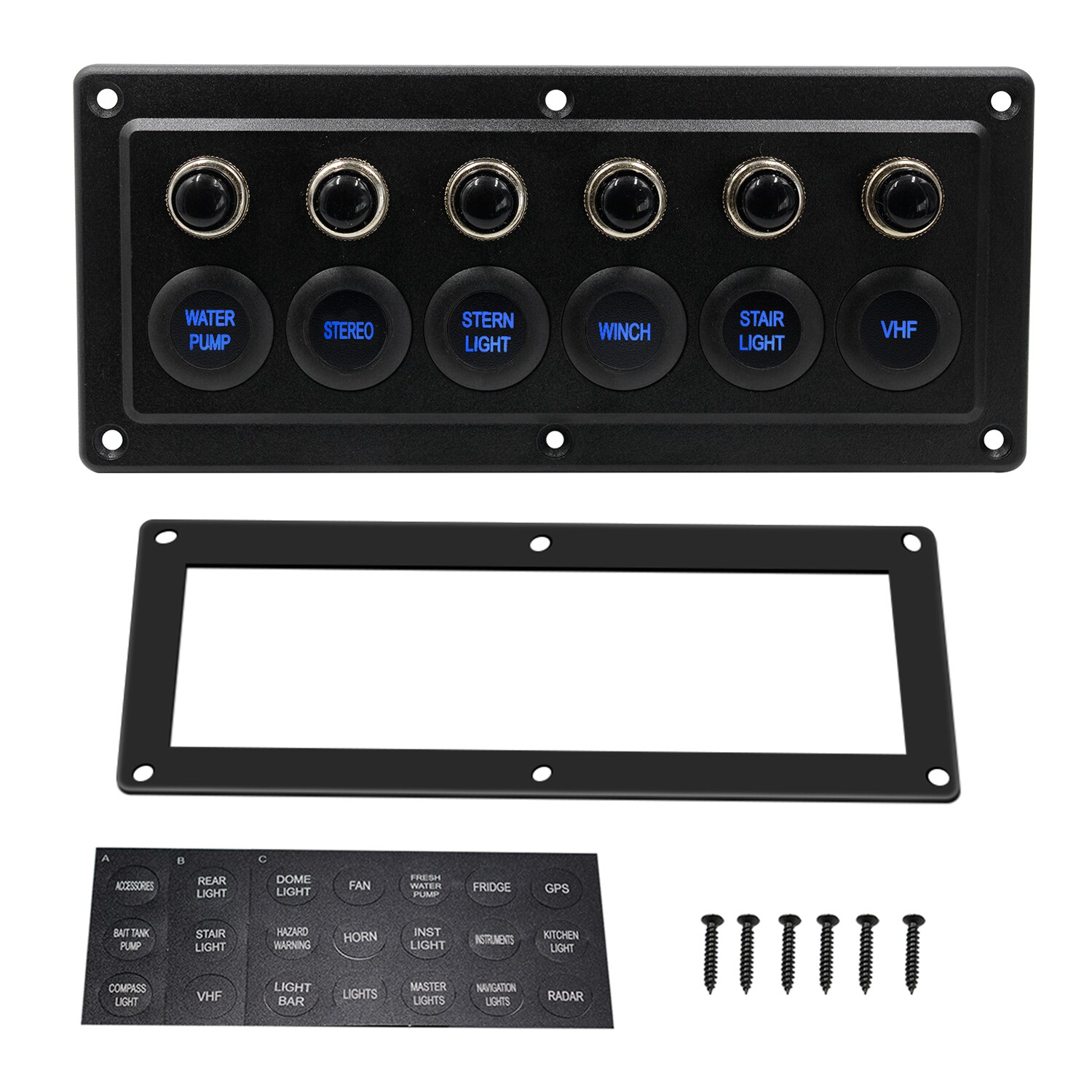 6 Gang Switch Touch Panel Universal Car Boat Switch Panel 6 Digit Single Panel DC12V~24V Circuit Breaker Switch Panel