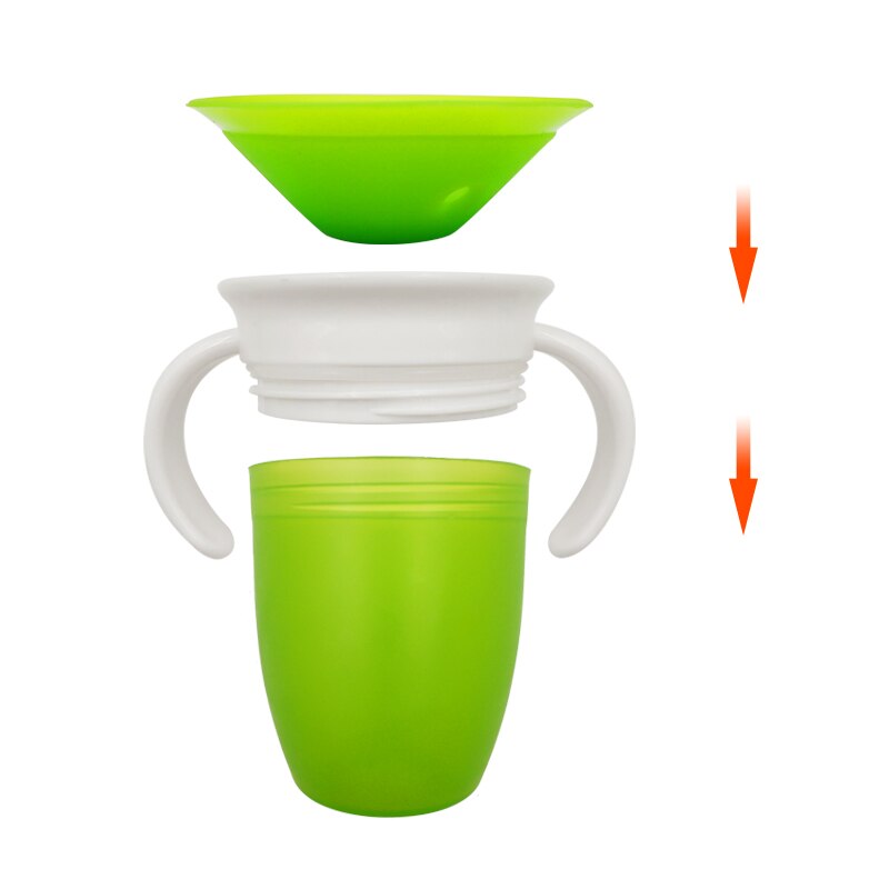 Babybekers kunnen 360 graden worden gedraaid magische beker lekvrije bekers 240ml leerbeker babyfles met dubbele handgreep klapdeksel