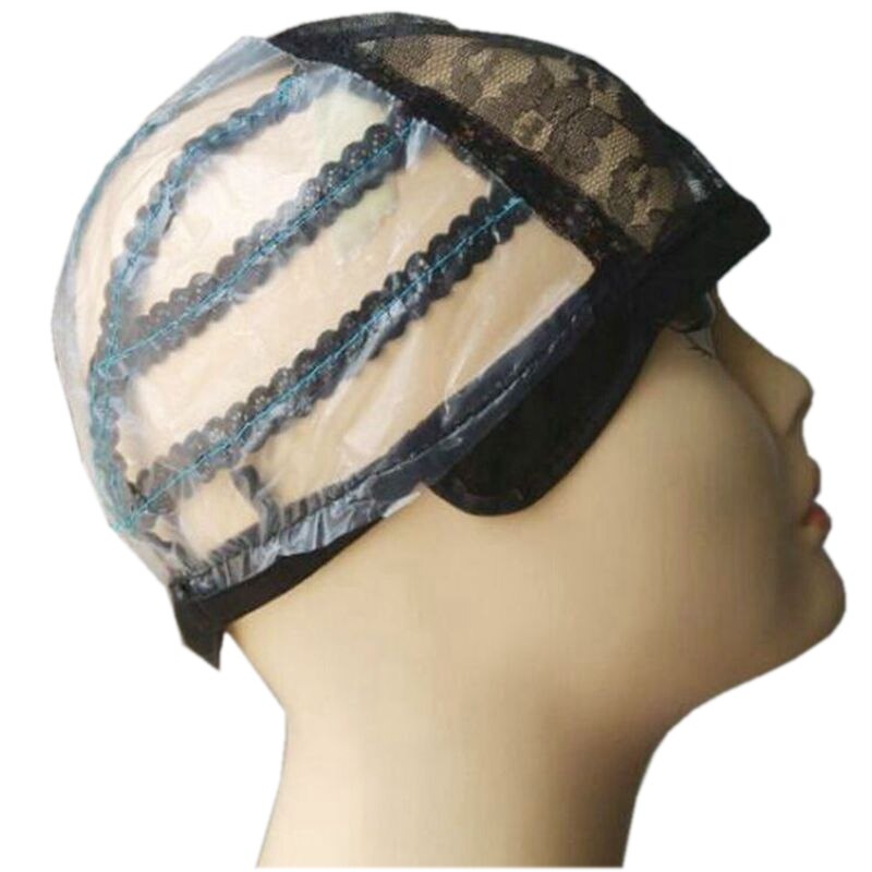 5PCS/Lot Black Plastic Mesh Caps for making wigs Weaving cap with adjustable strap S M L size