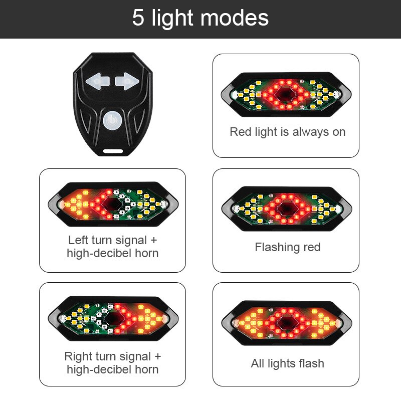 Fiets Richtingaanwijzers Afstandsbediening Fiets Richting Indicator Mtb Led Achterlicht Usb Oplaadbare Fietsen Achterlicht Met Hoorn
