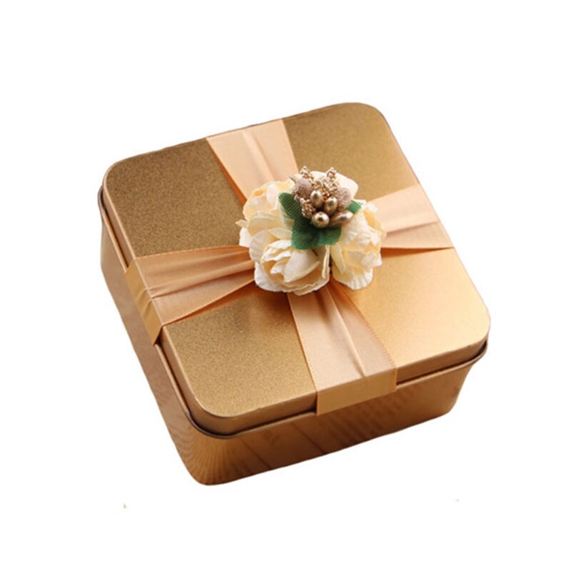 Luxury Gold Round Shape Tinplate Wedding Candy Box With Berry Flower Ribbon Metal Small Party Favors Chocolate Boxes