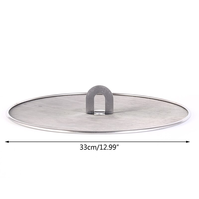 1PC Stainless Steel Oil Proofing Pan Cover Spill Proof Frying Splatter Screen Lid: 33CM