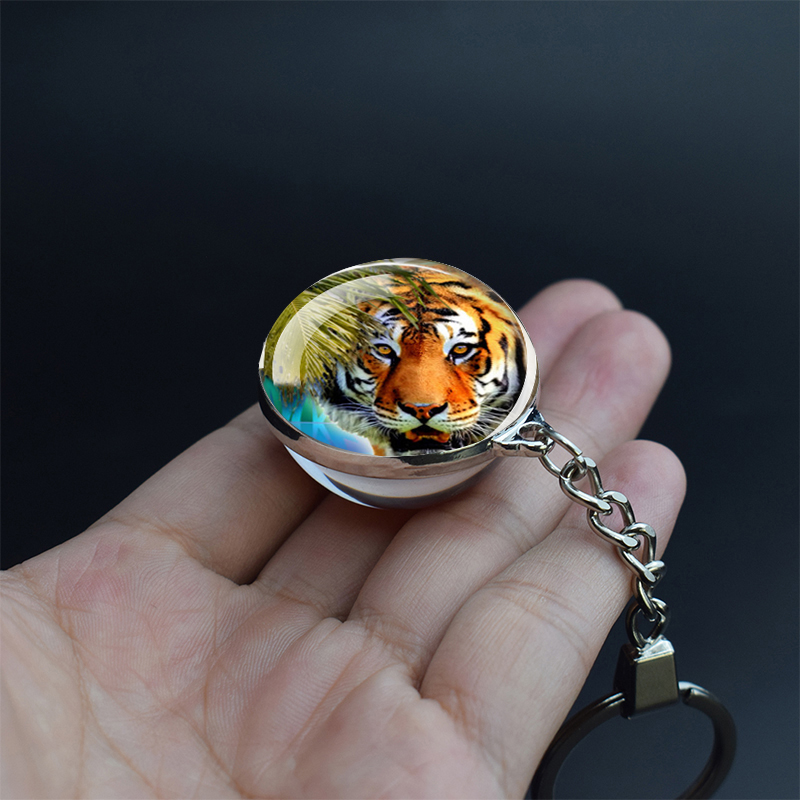 Tiger Picture Keychain Crystal Ball Jewelry Year of The Tiger Year Glass Ball Jewelry 35MM Keychain Year for Family: 4
